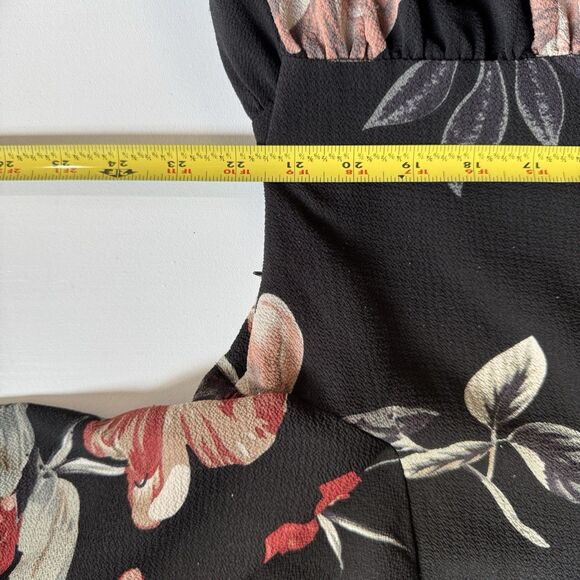 Boohoo Dark Floral Mini Dress Black/Multi tunic Plus Size 2x Witchy Bell Sleeve - Picture 6 of 7
